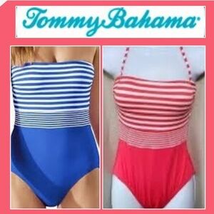 🪸NWT Tommy Bahama,Breaker Bay,
Bandeau or Haltered Swimsuit,Spicy Coral, Size 6